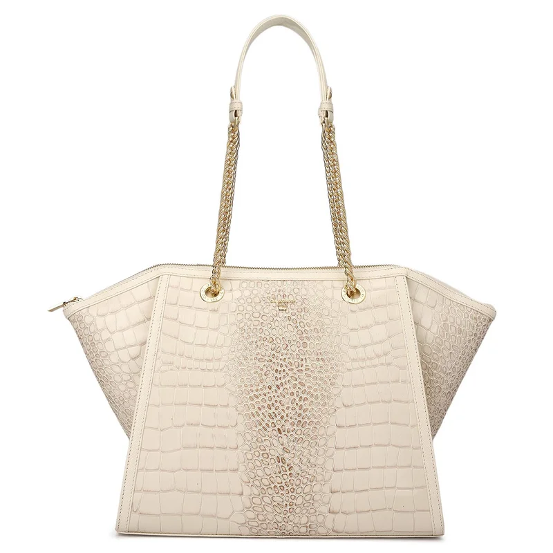 دا ميلانو حقيبة يد متوسطة جلد تمساح مارشميلو